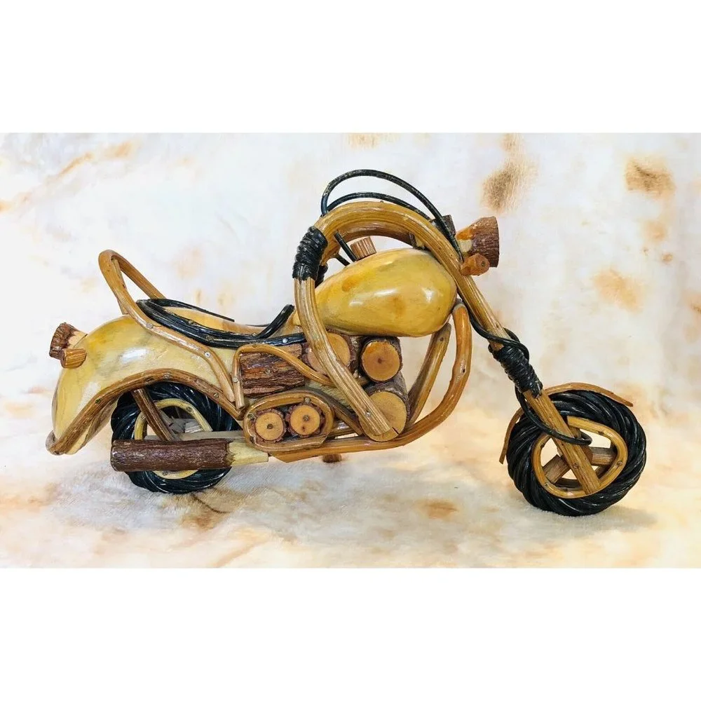 Vintage Handmade/Handcrafted Wooden 12 Inches,‎ Model Motorcycle- Very Detailed